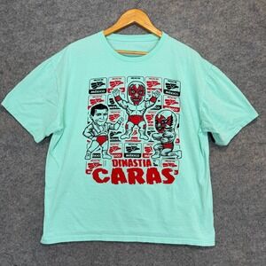 Lucha Libre Shirt Adult XL Graphic Wrestling Graphic Green Tee Dinastia Caras